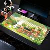 Green Cute Flower Mice Mat Gaming Rubber DeskPad Kawaii Rabbit Cartoon Laptop Rug XXL Large Size Keyboard Locking Edge Mouse Pad