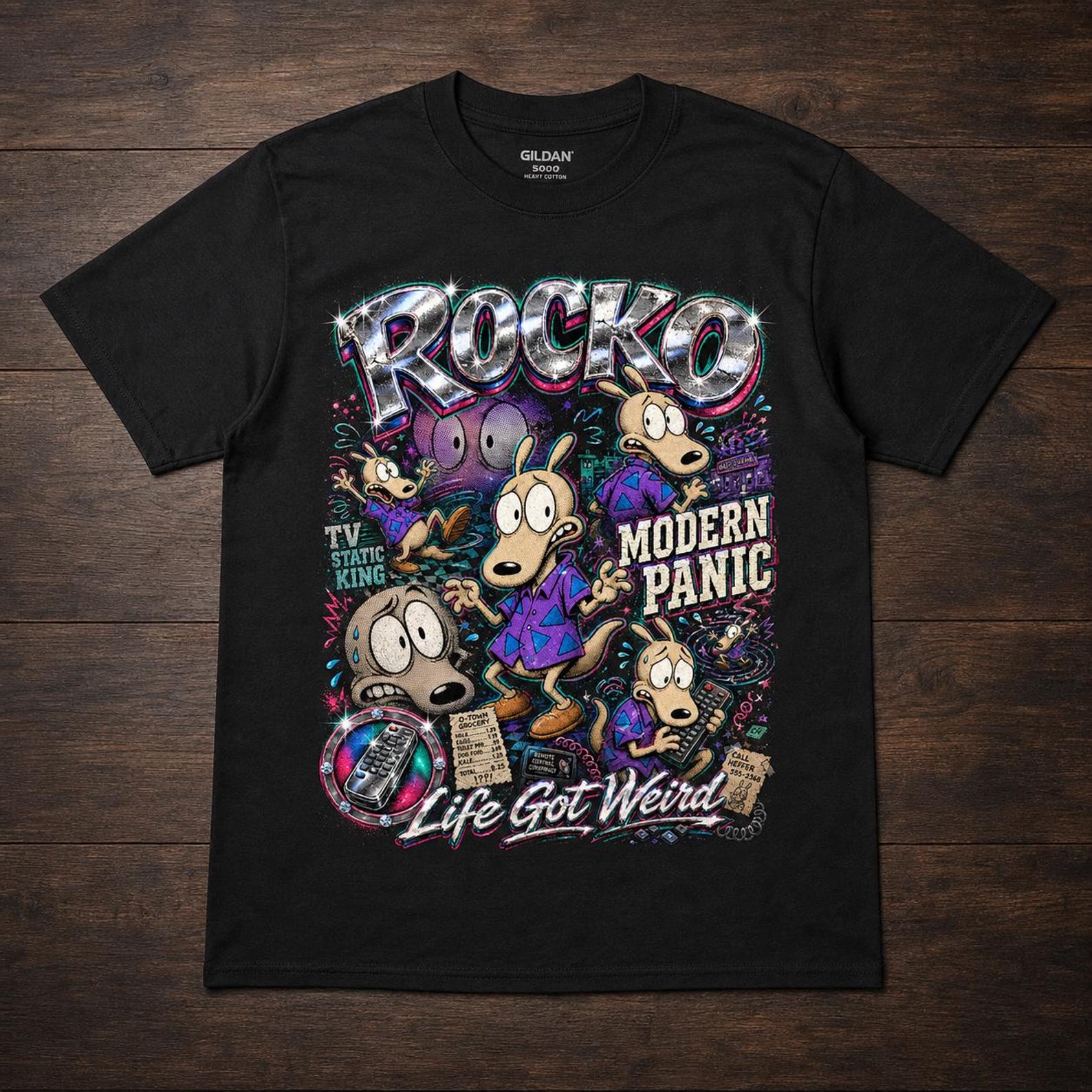 Rocko s Modern Life Tee | Modern Panic 90s Cartoon Graphic Shirt 2XL