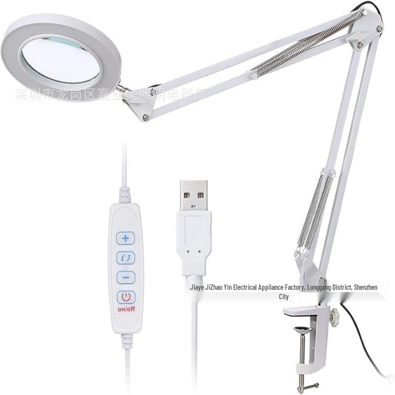 LED Clip-on Desk Lamp with Magnifying Glass for Beauty, Nail Art, Embroidery, Repair, and Tattoo Work