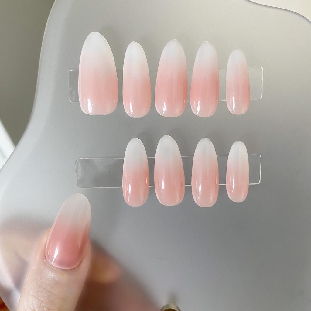 Artificial Nail Naked Pink Gradient Manicure Wearable Nails Reusable And Removable