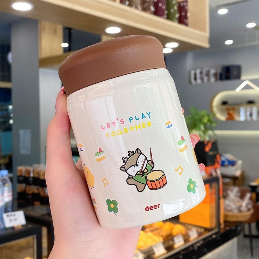 

320ml Mini Thermal Cup Cartoon Prints Insulated Water Bottle Creative Travel Coffee Mug