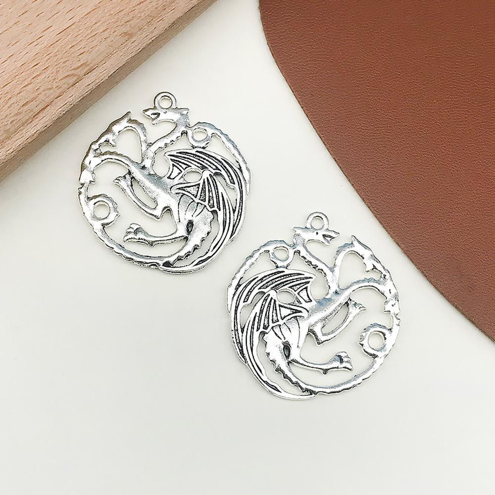 Retro DIY Pterosaur Necklace Pendant in Ancient Silver and Blue Alloy