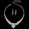 Rhombus Bridal Jewelry Set High-end Crystal Diamond Necklace Earrings Two-piece Set Creative New Jewelry Women