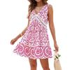 Damen Sommer Ärmellos Lässig Bohemian Blumen Print Urlaubs Strand Einteiler Kleid