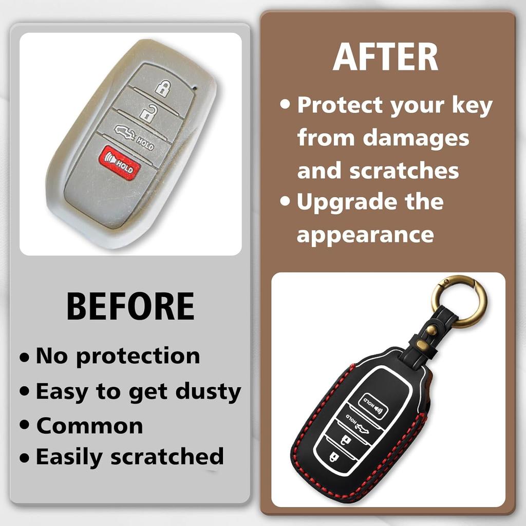 Muslogy Key Fob Cover Compatible with Toyota Tacoma 2024 Accessories Smart Key Shell 4-Button Remote Key Fob Case Replacement Protection Custom Made