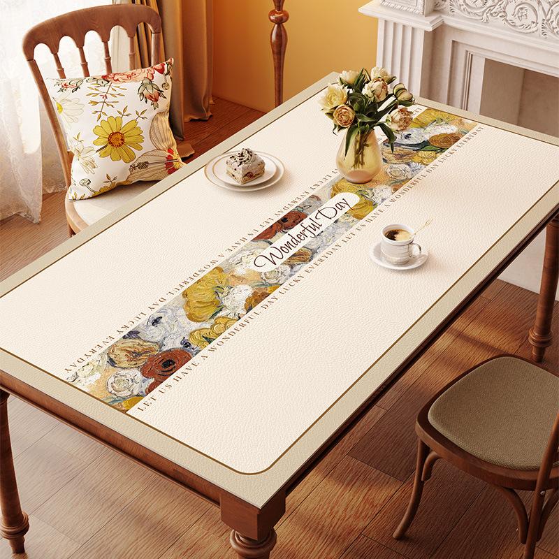 Leichter Luxus Esstischmatte, Tischdecke, Wasserdicht, Ölfest, Nicht bügeln, Premium Kaffeetischmatte, Verbrühschutz und Wärmeisolierung für Desktop