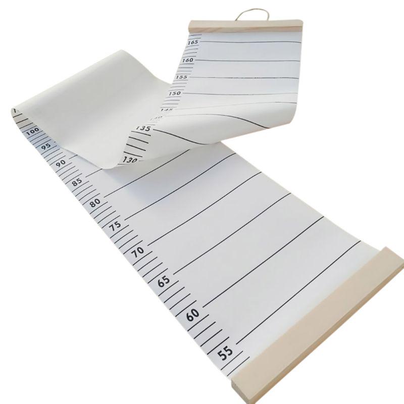 Decorative Height Growth Chart Hanging Wood Frame Fabric Canvas Height Measurement Ruler