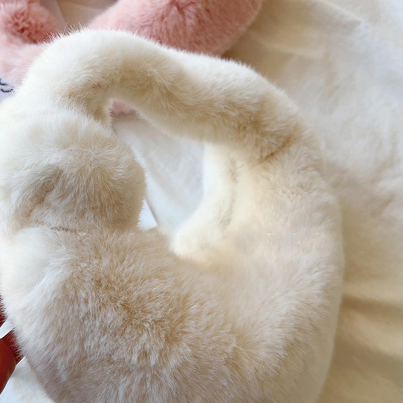 Solid Color Plush Dumpling Bag Simple Style Niche Design Faux Fur Handbag Tote Small Women's Underarm Hobo Bag