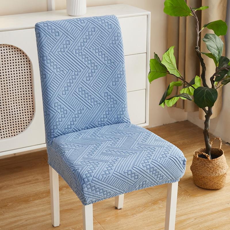 

Чехол для кухонного стула в полоску, роскошный жаккардовый чехол для стула со спинкой, эластичный протектор для стула, свадебные и рождественские украшения синий