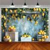 2D Summer Lemon Party Backdrop with Crates Photo Booth Background