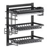 Wall-Mounted Punch-Free Kitchen Dish & Plate Rack with Bowl and Chopstick Storage