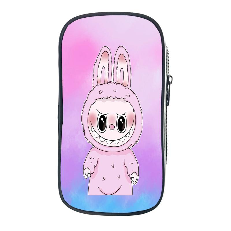 Labubu Cartoon Pen Bag The Monsters Printed Stationery Box Abubu Large Capacity Pencil Case Cute Anime Bags Student School Bag