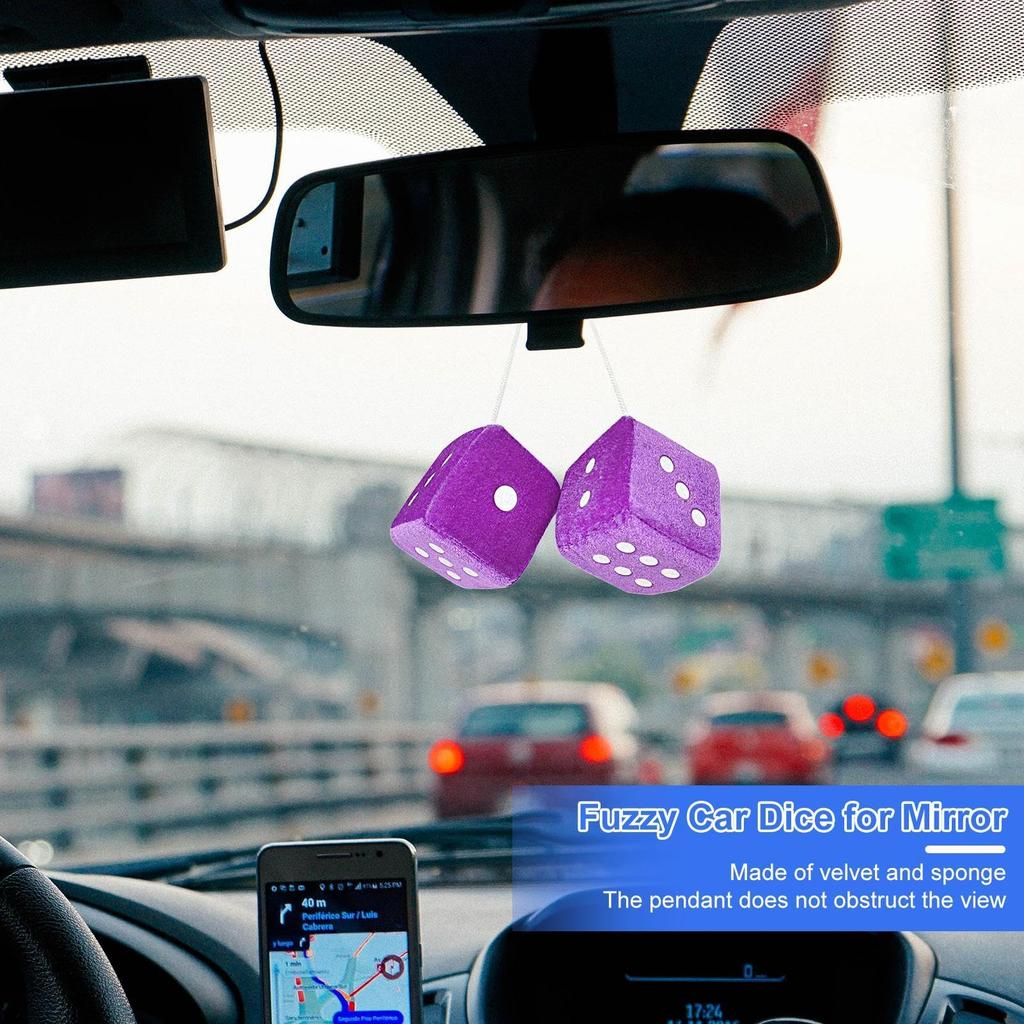 Car Decoration, Rear Mirror, Dice, Hanging Decoration, 3D Dice Car Accessory, Fuzzy Dice, Car,