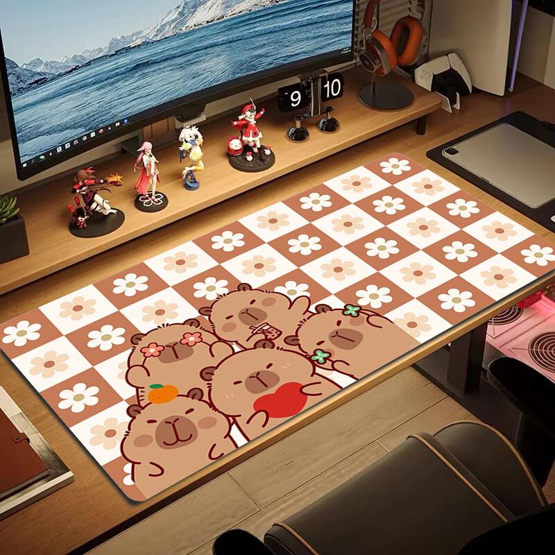 Capybara Cartoon Farbige Mauspads Große Gaming Tischunterlage Rutschfeste Laptop Tablet Große Mauspads XXL Matte Mini PC Spielmatte Mit Verriegeltem Rand