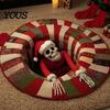 Tappeto Halloween 3D Tappeto di Natale, Rotondo Illusion Ottica Tappeto Zona Babbo Natale Scheletro Pavimento Soggiorno Strega Spettrale Tappetino Antiscivolo per Decorazione Camera da Letto Cristallo