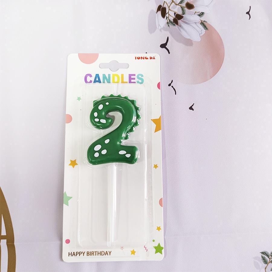Dinosaur Birthday Candle Green Number Candle for Dinosaur Theme Party Decoration Number Candle for Cake Top