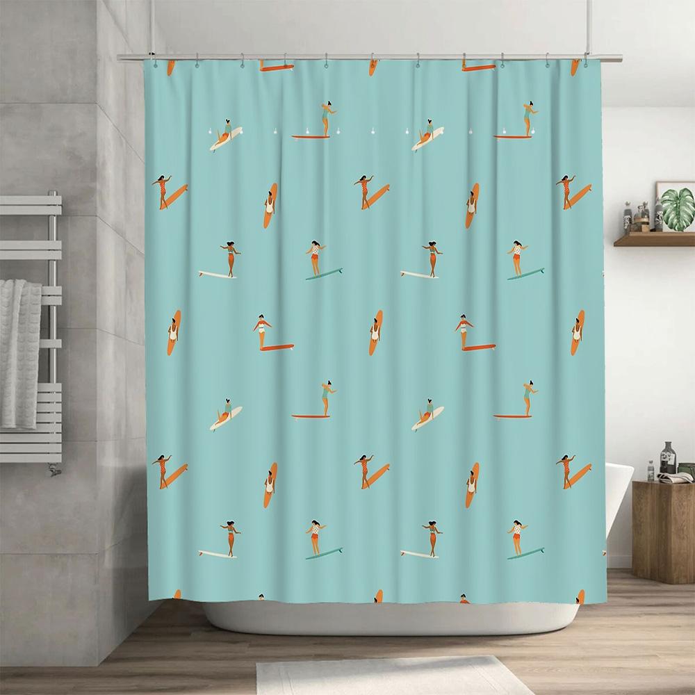 Shower Curtain Beach Ocean Wave Blue Bathroom Decor Coastal Seascapes Waterproof Fabric Liner Home Textile Room Divider