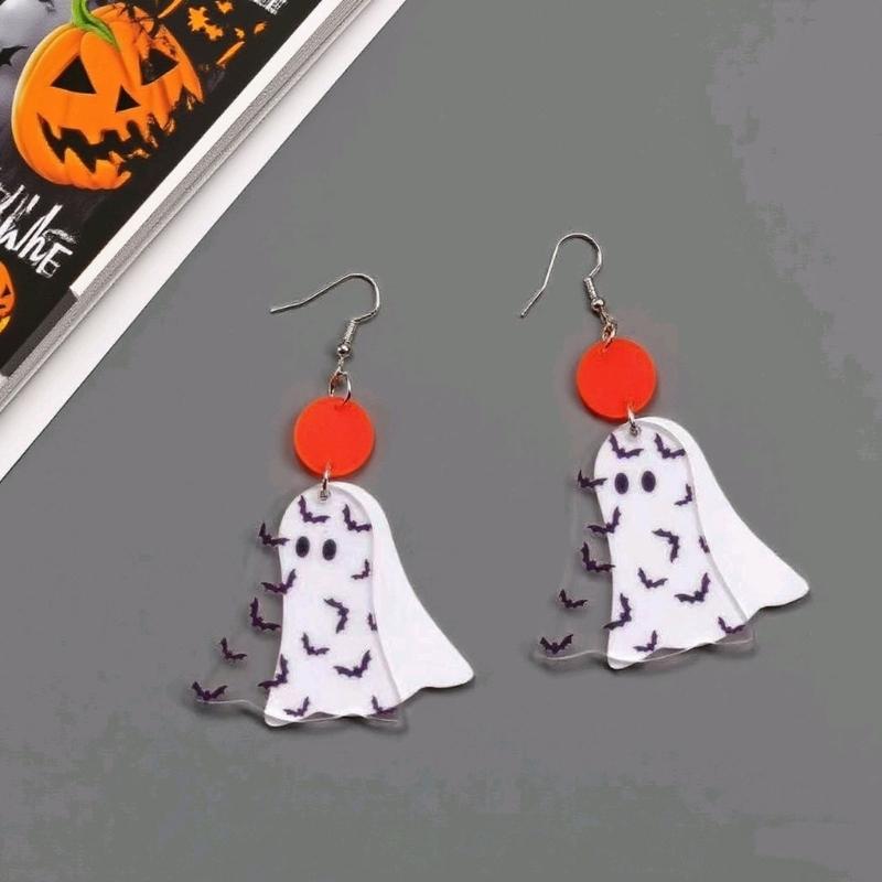 Glowing Phantoms Earrings For Halloween Event Creative Acrylic Pendant Designs Lightweight Costume Jewelry