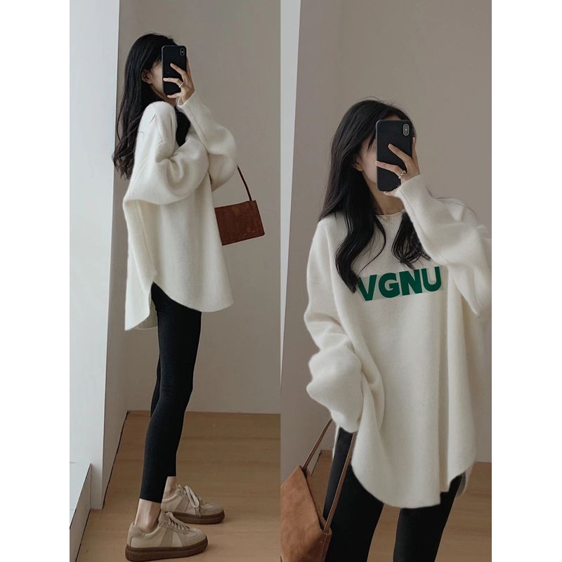 

Autumn and Winter Fleece-lined Hip-Covering Fashionable Long Sleeve T-shirt A81(VGNU) L