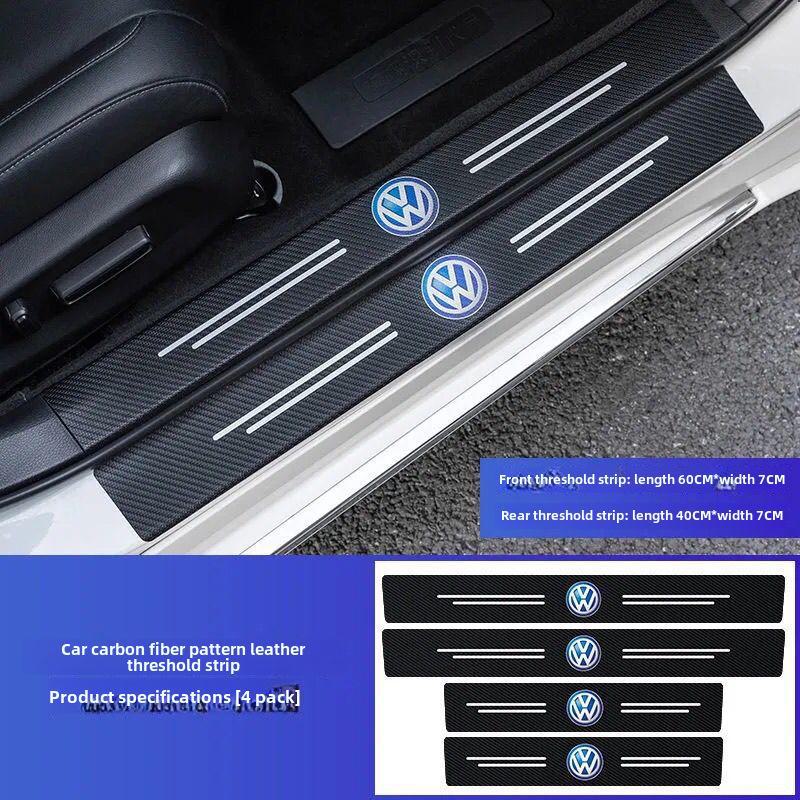 

Накладки на пороги автомобиля с рисунком из углеродного волокна и логотипом — защита от выбивания и педали для открытия багажника 4 Door Sills