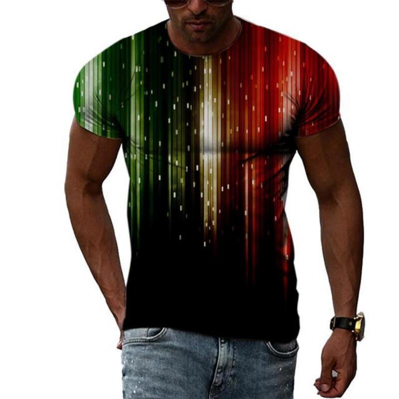 Summer Fashion Abstract Multidimensional Graphic T Shirts For Men Casual 3D Print Harajuku Personality Round Neck Short Sleeve