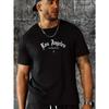 European Size Men'S T-Shirt with Letter Pattern Print