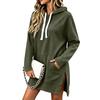 Women's Casual Color Hooded Mid-Length Pullover Sweatshirt for Everyday Wear