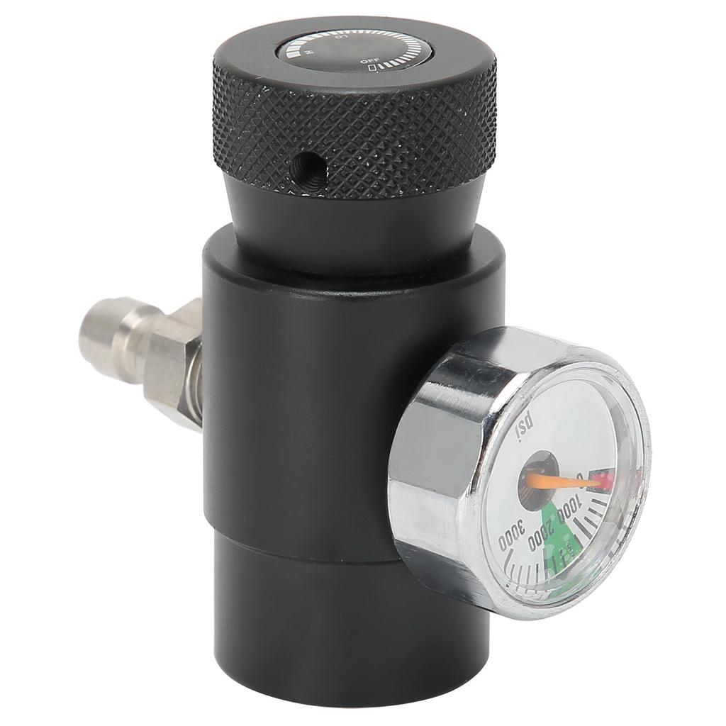 Einstellbares CO2-Nachfülladapterventil mit 8mm Außengewinde ASA 3000psi Manometer Schwarz