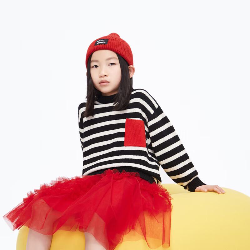 

Little MO&Co. Kids 100% Merino Wool Striped Pullover Sweater 100