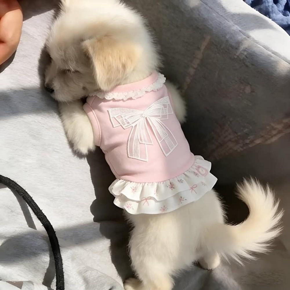 Breathable Puppy Lace Skirt Lotus Leaf Edge Dog Cooling Vest Princess Style Bow Dog Skirt Party