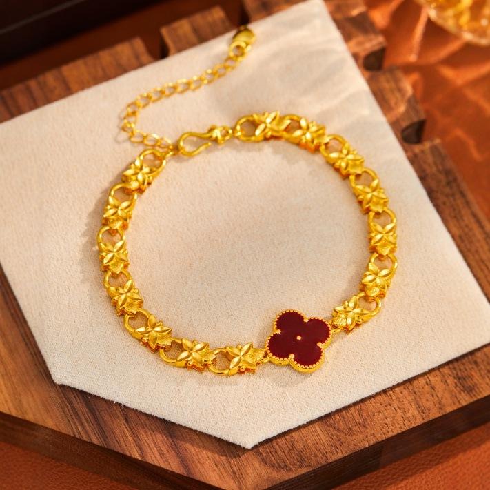 Enamel Four-leaf Clover Bracelet for Women, Light Luxury Versatile Lucky Clover Enamel Resin Fashion Commuter Jewelry