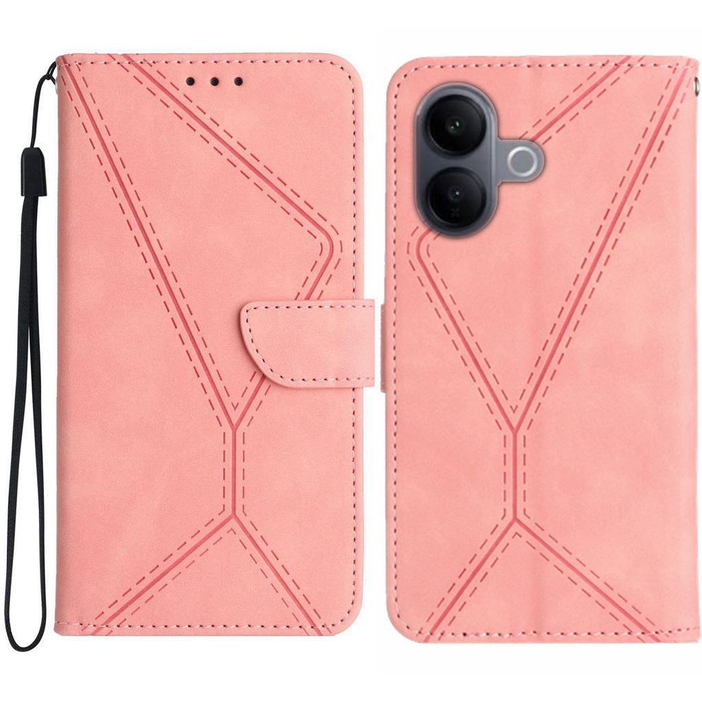 For vivo V60 Lite 5G Case Skin Touch Lines Imprinted PU Leather Flip Phone Cover