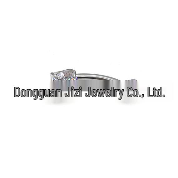 F136 G23 Titanium Zircon Navel Ring with Four-Prong Setting - Super Shiny Body Piercing Jewelry