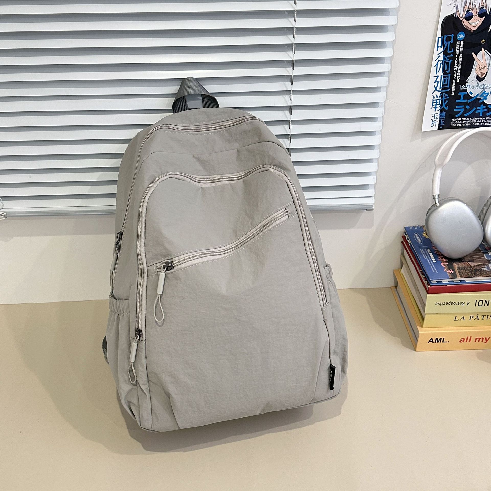 Backpack fashionable waterproof large capacity, college students outdoor leisure school bag student backpack popular серый