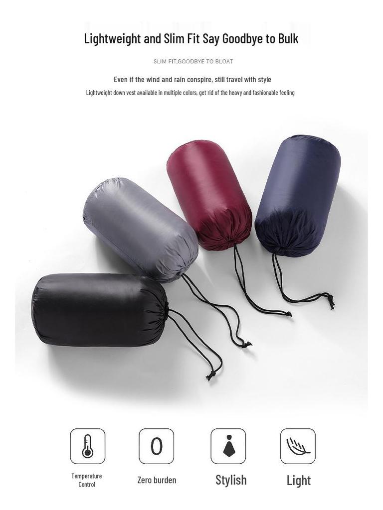 Men's 2024 Autumn/Winter Lightweight Luxury Down Vest with Stand-up Collar