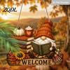 Autumn Harvest Theme Sign Fall Thanksgiving Wooden Door Hanger, 2D Sunflower Pumpkin Gnome Wall Holiday Ornament Plaque, Rustic Farmhouse Hanging