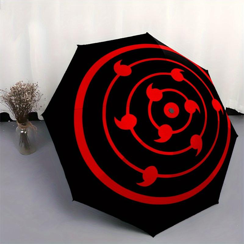 "Red Circular Symbol Graphic T Shirt" Umbrella, Portable 3 Fold Compact Umbrella for Men & Women,S72