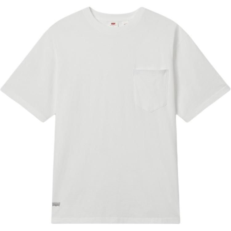

Levis Loose Casual Versatile Comfortable Ribbed Round Neck Short Sleeve T-Shirt Men Tops White 003L0-0000 S
