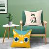 Cute Pink Cat Pattern Pillow Case Double-Sided Plush Sofa Cushion Covers Organic Breathable Invisible Zipper