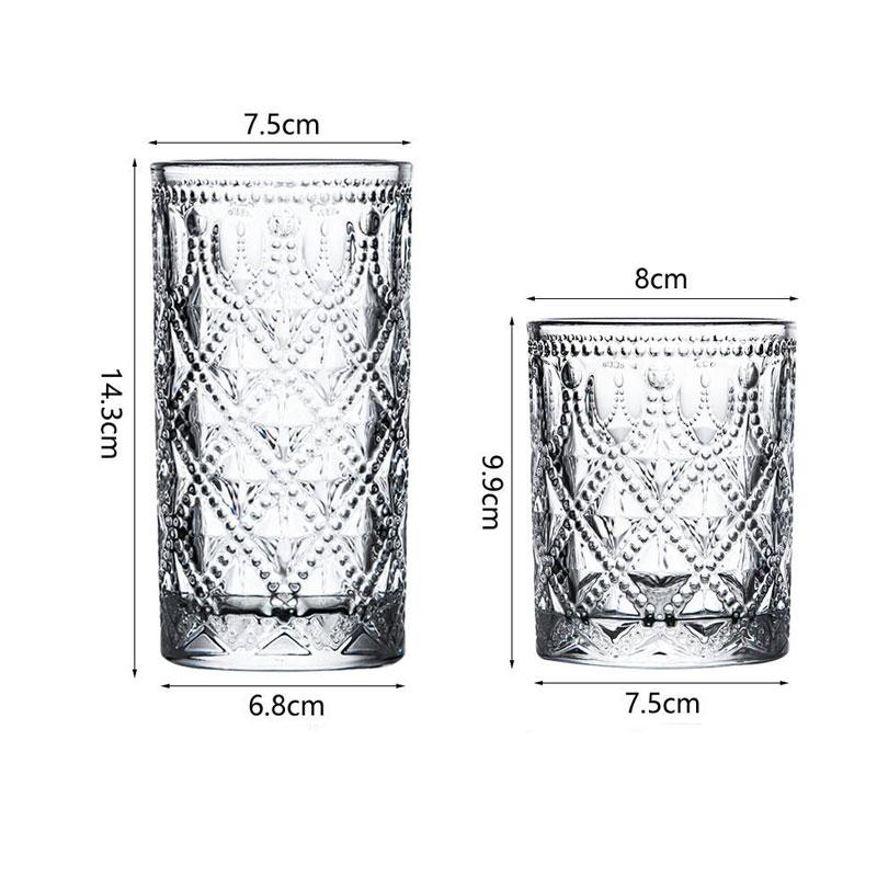 Glasbecher mit Gittermuster Hausgemachte geprägte Wassergläser Whisky- Weingläser Saftbecher Kaltgetränkebecher Weingläser Weihnachtsgeschenk