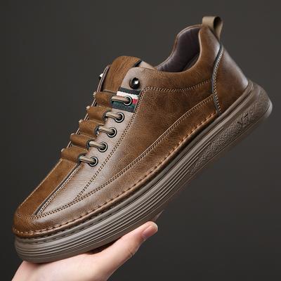 New Men's Casual Leather Shoes, Genuine Leather Men's White Shoes, Trendy Fashion, Soft-faced Board Shoes, Sports Men's Shoes