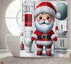 Santa Christmas Shower Curtain with Holiday Pattern, Cute Waterproof Bathroom Decor for Housewarming Gift Idea