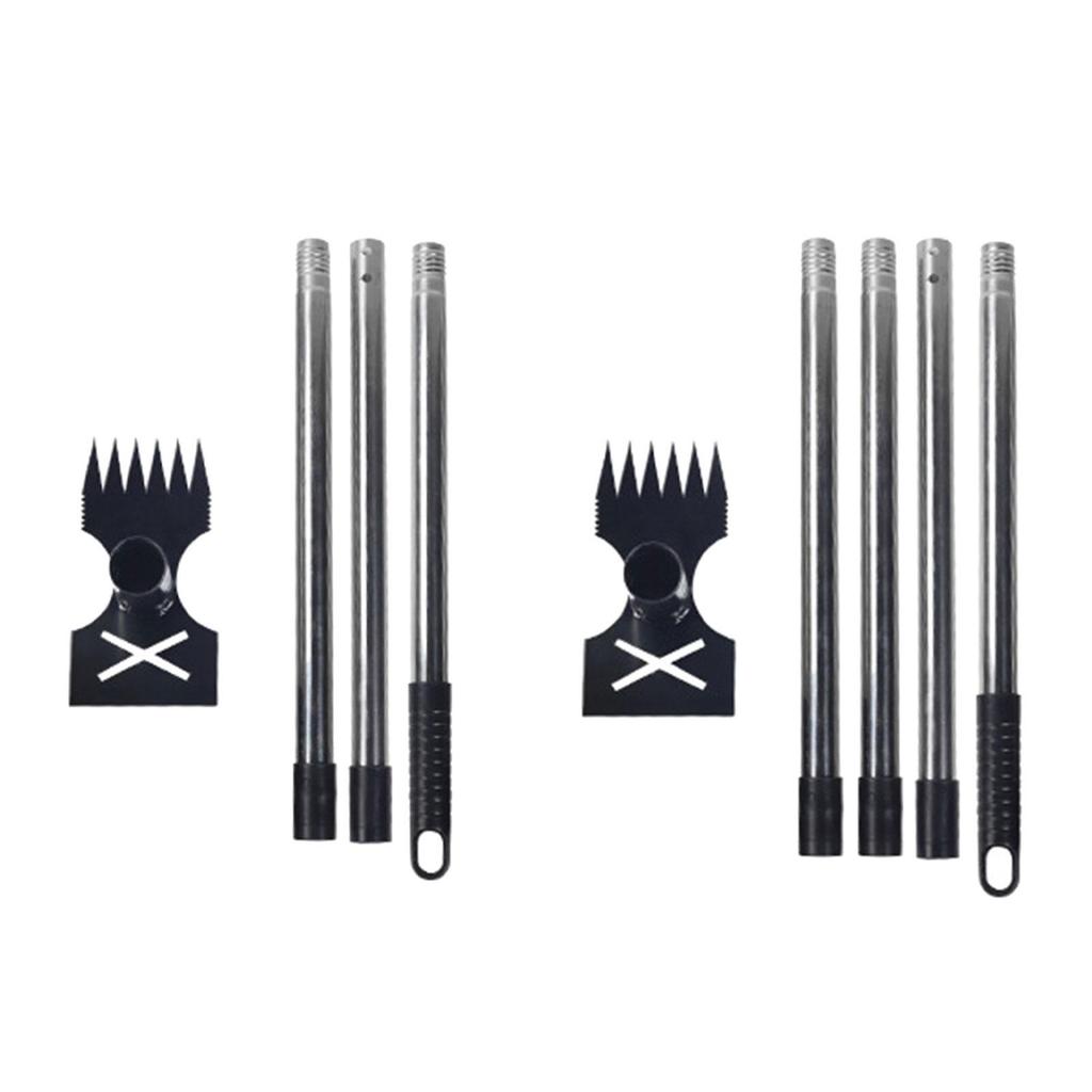 Weed Puller Tool 2 in 1 Manual Hand Rake for Uprooting Driveway Weeding 3 Section Handle