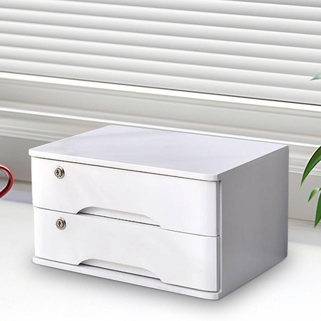 Wood Desktop Storage Box with Lock Office Supplies Daily Storage Wooden Tabletop