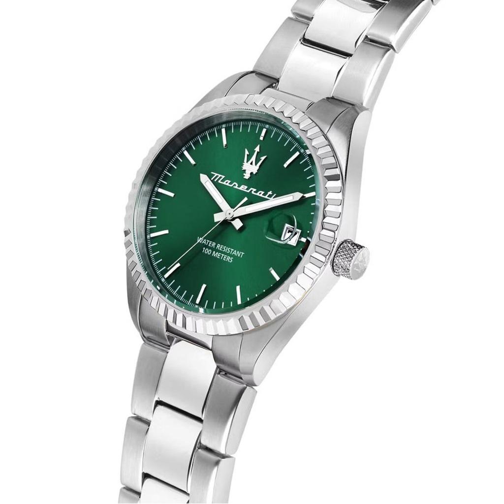 Maserati Competition Stainless Steel Green Sunray Dial Quartz R8853100043 100M Men's Watch