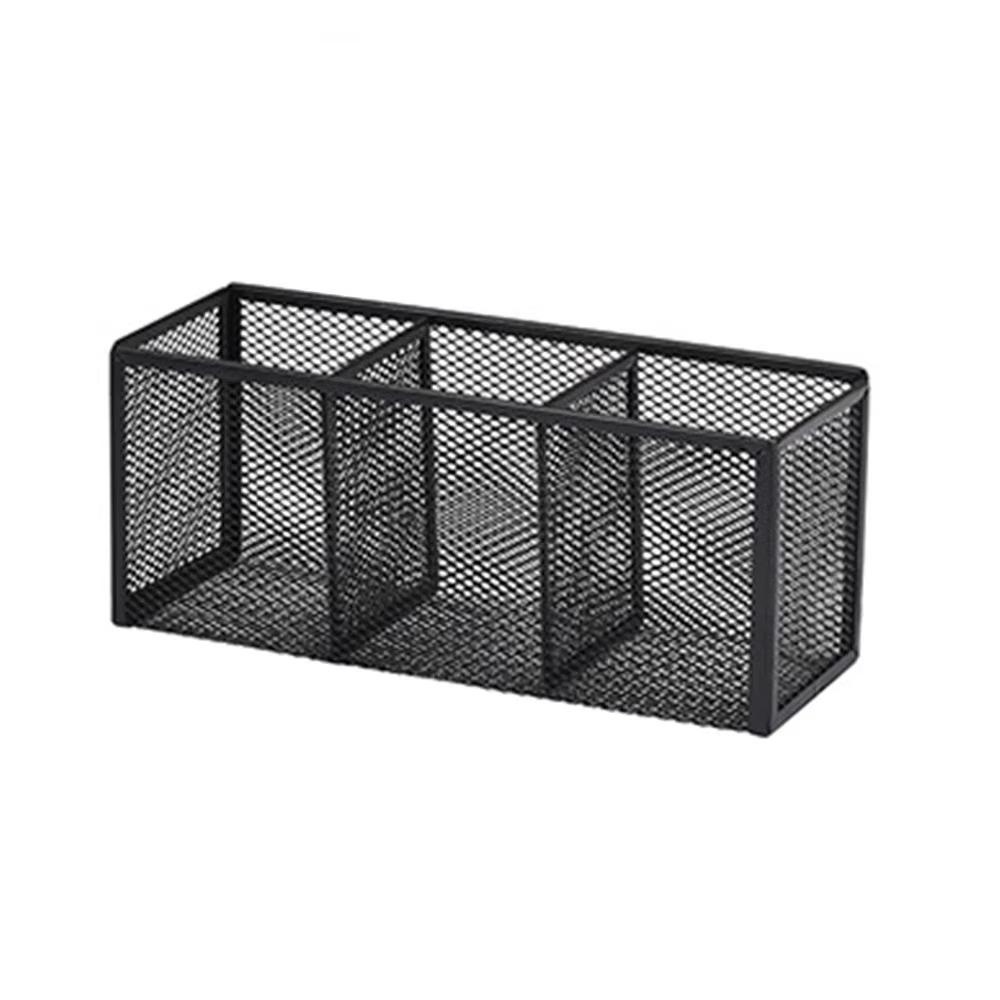Modern Desk Display Holder 3/4/5/6 Grids Pen Storage Box Pencil Holder For Students 3 Grids Black