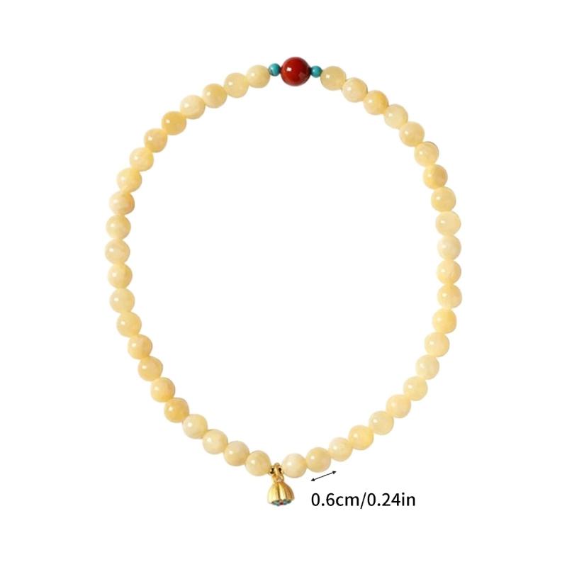 Elegant Yellow Jades Flower Pendant Bracelet Artisanal Crafted Jewelry Retro Style Symbolizing Happiness And Harmonies