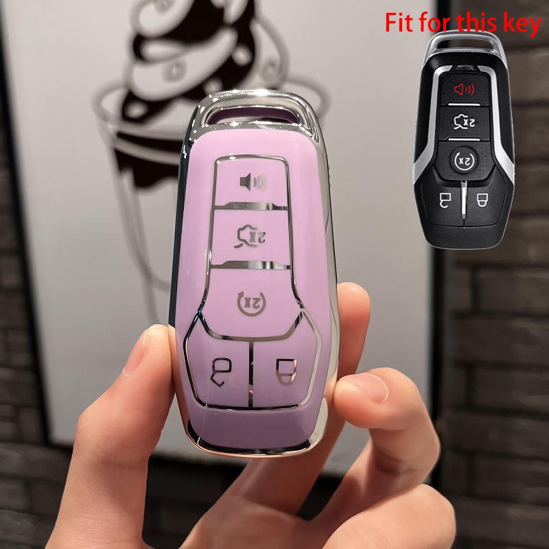 

Новый чехол для дистанционного ключа из ТПУ для Ford Fusion Mondeo Mustang F-150 Explorer Edge 2015 2016 2017 2018, аксессуары Key Case фиолетовый