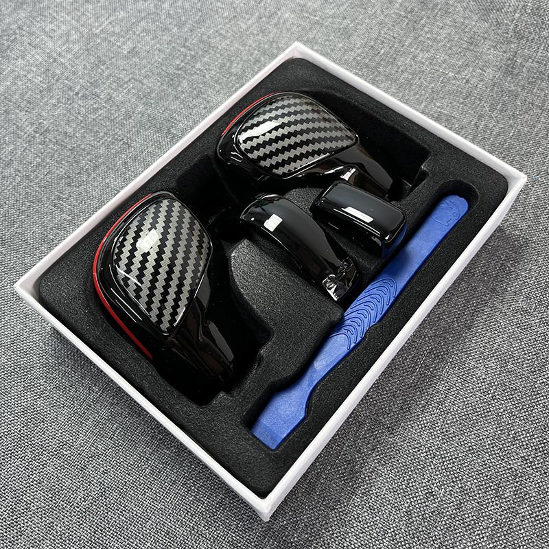 Carbon Fiber Texture DSG Schaltknauf Getriebe Seitenabdeckung DSG Emblem für VW Golf 6 Golf 7 R GTI Passat B7 B8 CC R20 Jetta MK6