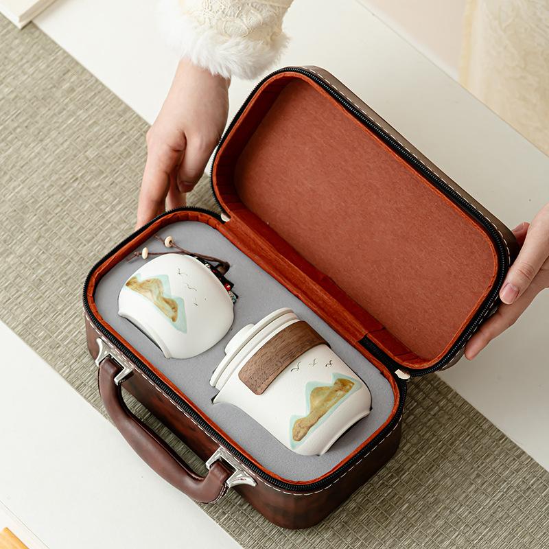 Simple Tea Set, Portable Tea Set, Travel Storage Special Business Outdoor Camping Gifts, Express Cup Random Gift